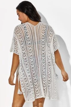 White Half Sleeves HollowOut Cover Up 10 White Half Sleeves HollowOut Cover Up -Luna Marina Store b cscu001 3