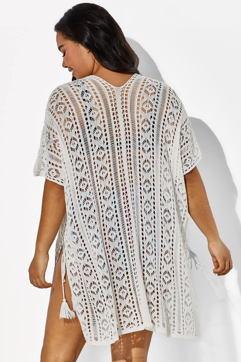 White Half Sleeves HollowOut Cover Up 5 White Half Sleeves HollowOut Cover Up - Image 3