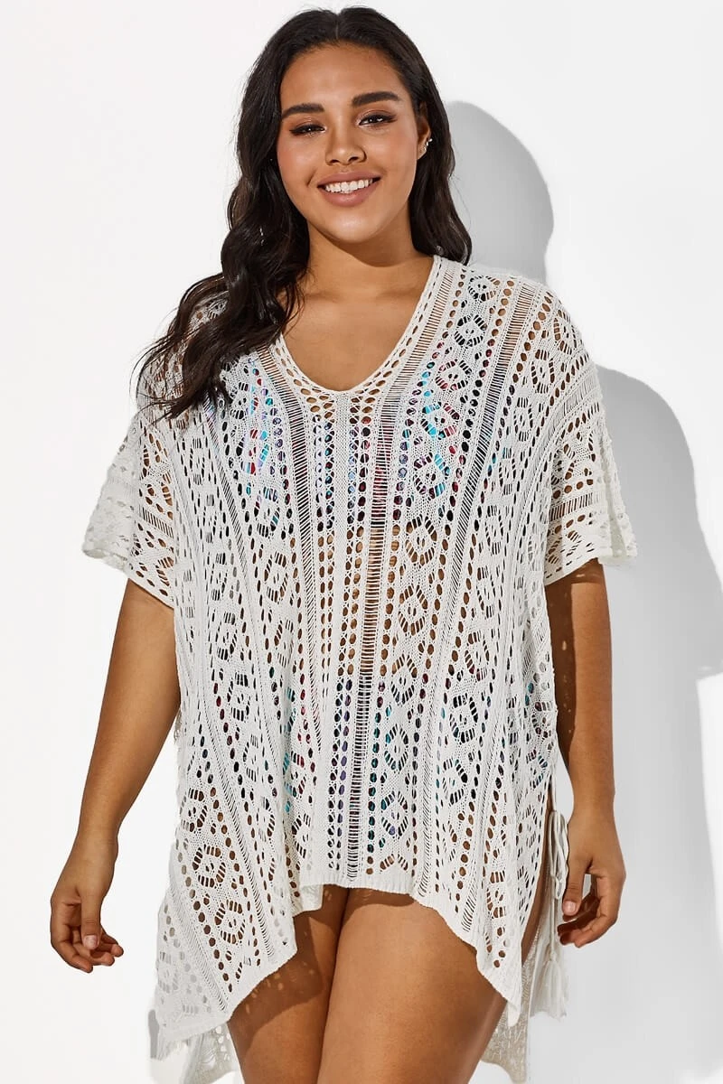 White Half Sleeves HollowOut Cover Up 7 White Half Sleeves HollowOut Cover Up - Image 5