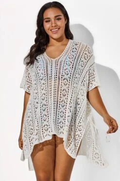 White Half Sleeves HollowOut Cover Up 13 White Half Sleeves HollowOut Cover Up -Luna Marina Store b cscu001 6