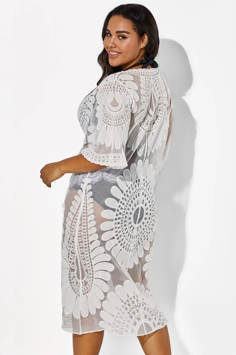 White Vacation Women Embroidery Cover Up 7 White Vacation Women Embroidery Cover Up - Image 5