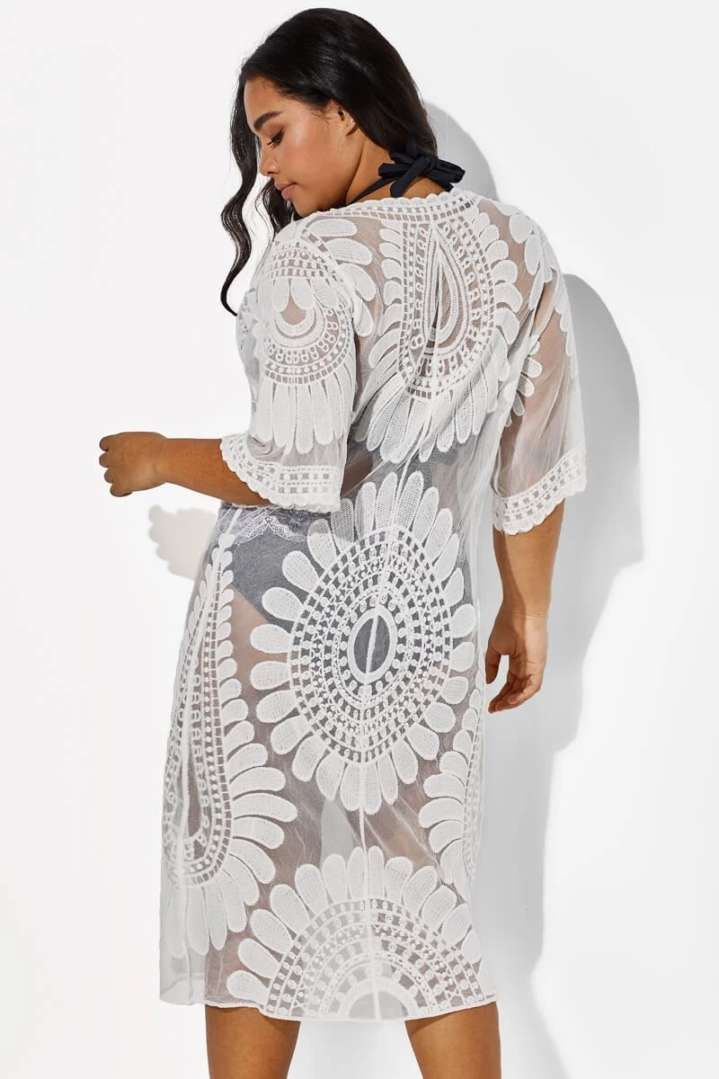 White Vacation Women Embroidery Cover Up 3 White Vacation Women Embroidery Cover Up