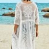 White Sexy Waves Embroidery Cover Up -Luna Marina Store b cscu004 7