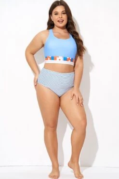 Blue And White Striped Swim Bottom 8 Blue And White Striped Swim Bottom -Luna Marina Store b debt006006 3