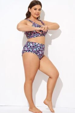 Peach Leopard High-waisted Bikini Bottom 9 Peach Leopard High-waisted Bikini Bottom -Luna Marina Store b debt006008 4