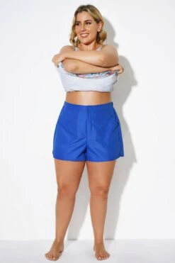 Blue Swim Shorts For Women With Pockets