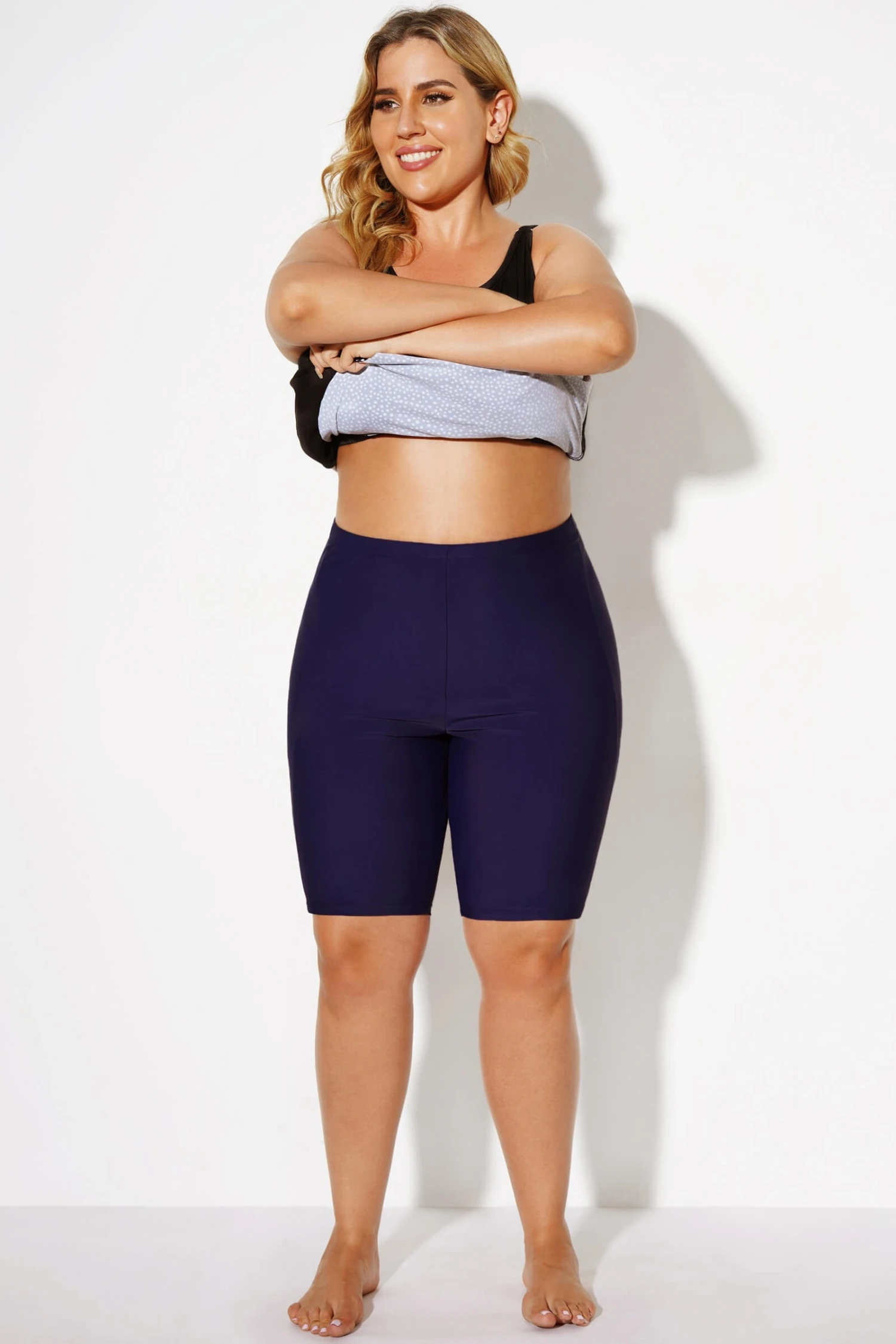 Navy Long Bike Swim Short Bottom 6 Navy Long Bike Swim Short Bottom - Image 4