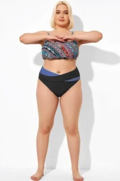 Colorblock Mid Rise Women Swim Bikini Bottom -Luna Marina Store b debt026006 44