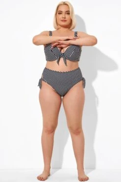 Black Stripe Side Knot High Waist Brief For Lady 9 Black Stripe Side Knot High Waist Brief For Lady -Luna Marina Store b debt027004 4 1