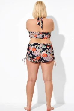 Drawstring Side Flower Printed Swim Shorts 8 Drawstring Side Flower Printed Swim Shorts -Luna Marina Store b debt043001 2