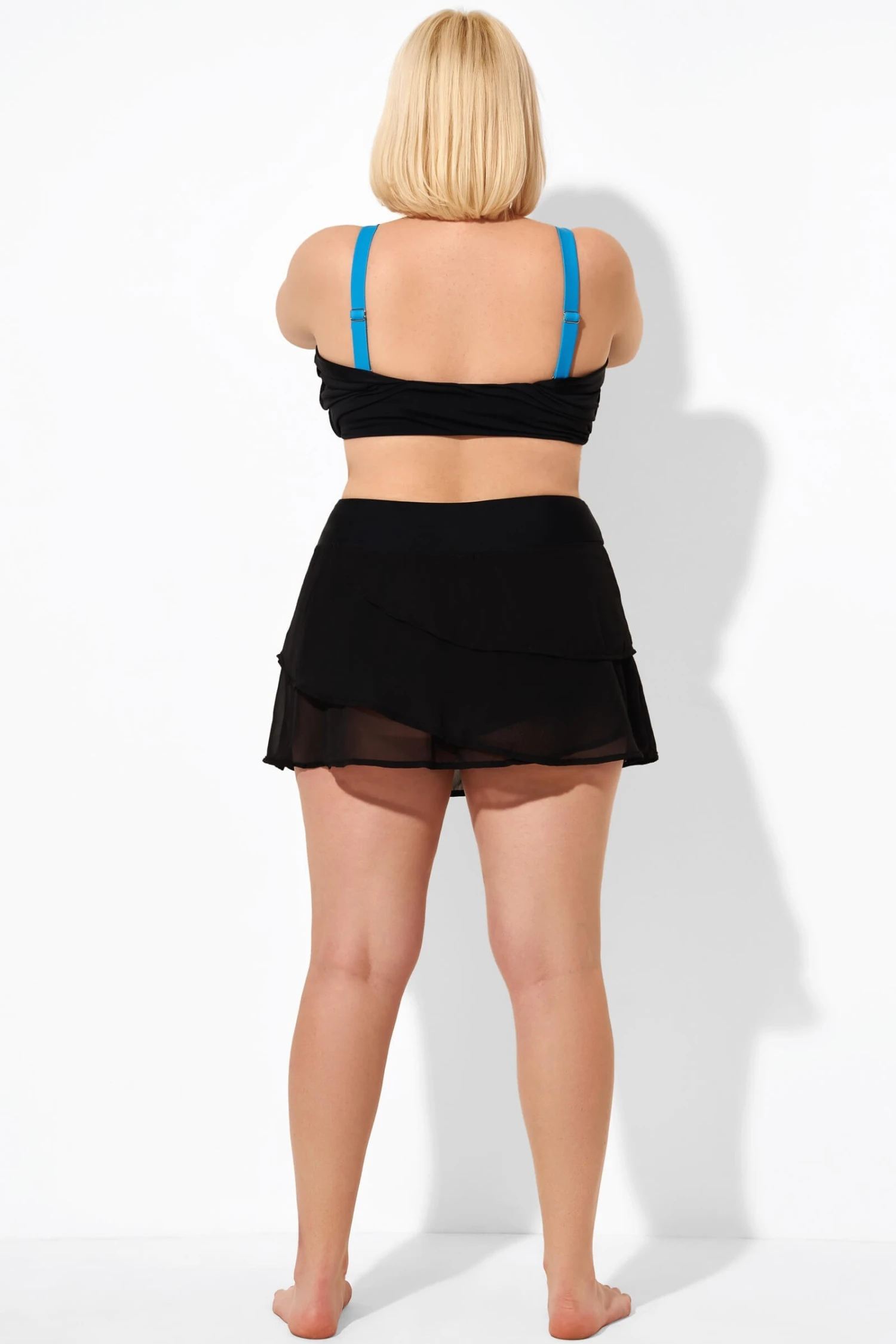 Black High Waisted Layered Black Swim Skirt 5 Black High Waisted Layered Black Swim Skirt - Image 3
