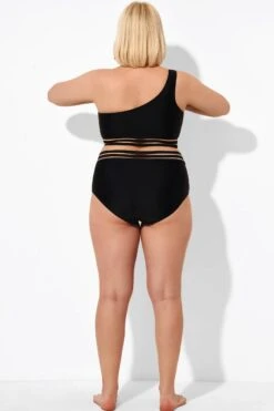 Black Mesh High Waist Bikini Bottom -Luna Marina Store b debt048001 3