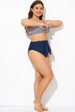 Striped Tie Front Women Bikini Bottom 7 Striped Tie Front Women Bikini Bottom -Luna Marina Store b debt049004 3