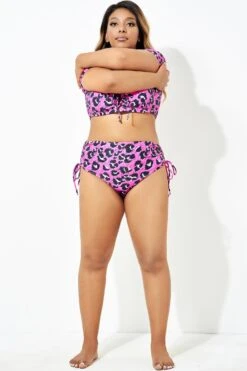 Pink Leopard Print Swim Bottom For Lady -Luna Marina Store b debt052001 4