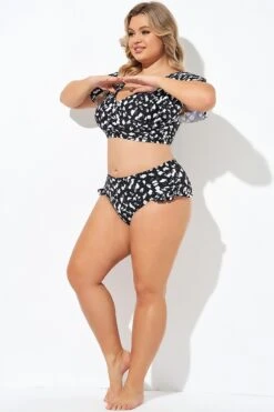 High Rise Frill Detail Bikini Bottom -Luna Marina Store b debt058001 3