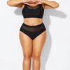 Mesh Patchwork Solid Black Bikini Bottom -Luna Marina Store b debt062001 1