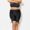 Lace Up Side Black Mid Waist Swim Shorts 2 Lace Up Side Black Mid Waist Swim Shorts -Luna Marina Store b debt064001 1