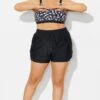 Plus Size Black Mid Waist Women Shorts -Luna Marina Store b debt065002 1