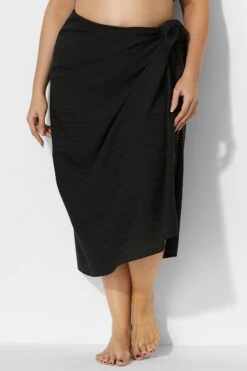 Sexy Side Tie Black Sarong Cover Up 8 Sexy Side Tie Black Sarong Cover Up -Luna Marina Store b decu001 3