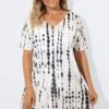 Front Slit Fringe Trim Tunic Cover Up 1 Front Slit Fringe Trim Tunic Cover Up -Luna Marina Store b decu003 1