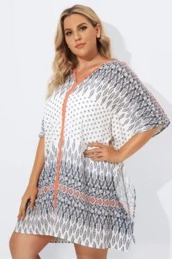 Plunging V-Neck Double Side Slits Cover Up -Luna Marina Store b decu004 4