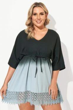 Deep V-Neck Tie-Dye Print Cover Up Dress 9 Deep V-Neck Tie-Dye Print Cover Up Dress -Luna Marina Store b decu006 4