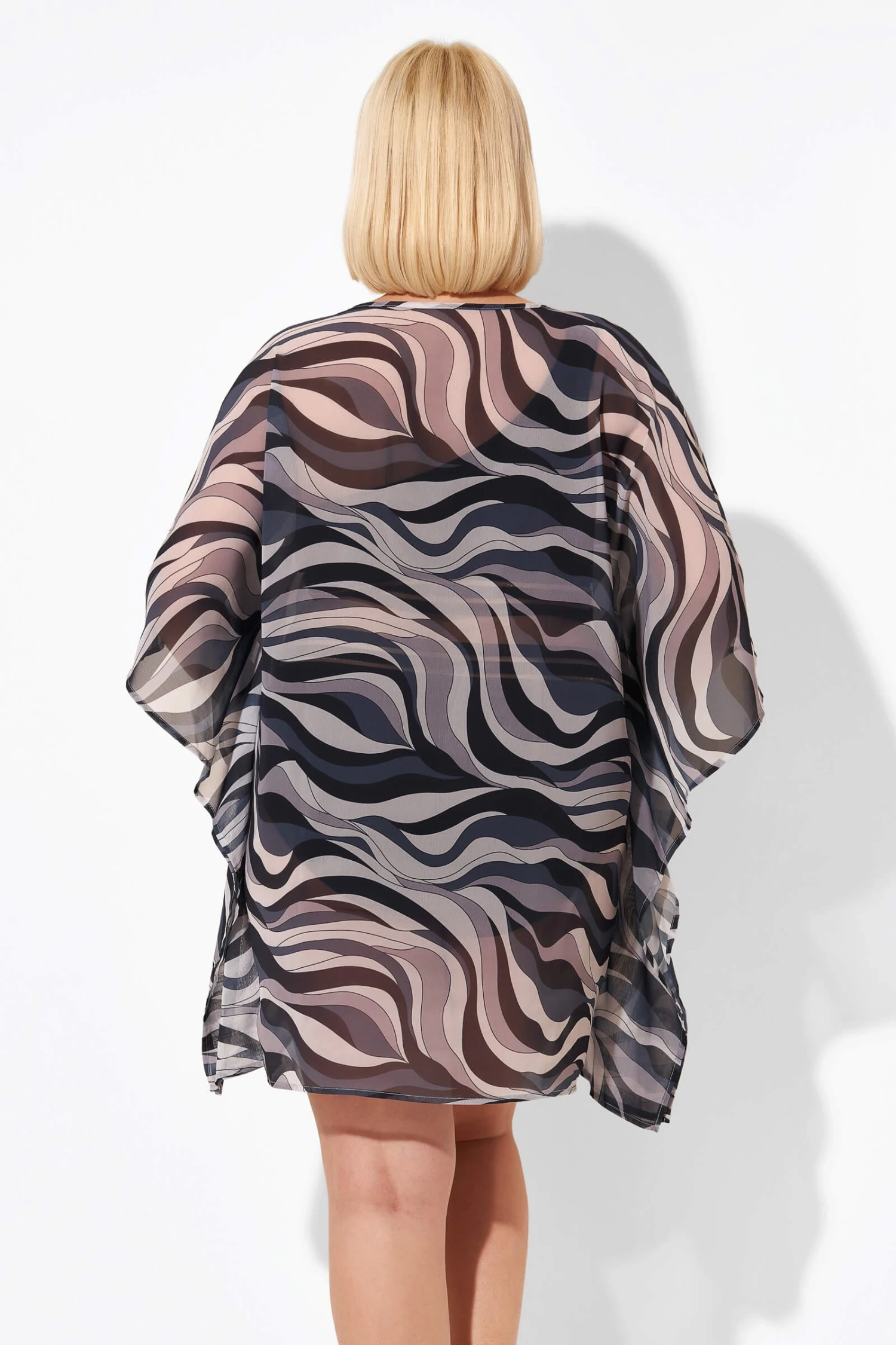 Wave Printed V-neck Caftan Beach Cover Up 4 Wave Printed V-neck Caftan Beach Cover Up - Image 2