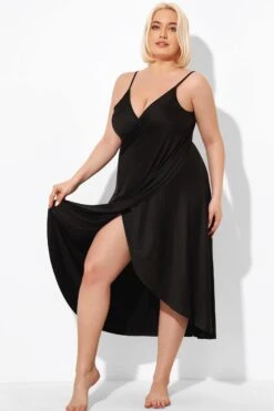 Black Backless Spaghetti Strap Long Cover Up 11 Black Backless Spaghetti Strap Long Cover Up -Luna Marina Store b decu025 4