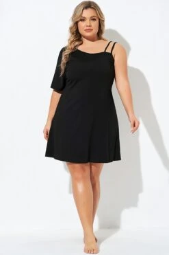 Black One Strappy Sleeve Cover Up -Luna Marina Store b decu031 3
