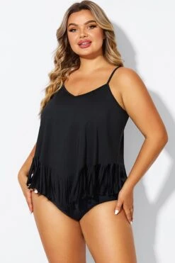 Black Plus Tassel Beach Camisole Beach Sarong -Luna Marina Store b decu037 5