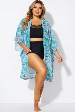 Tide Ripple V-Neck Button Thing Tunic