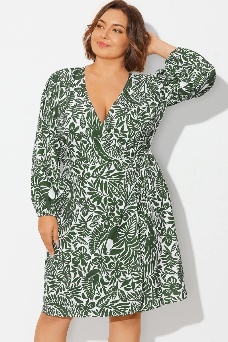 V-Neck Puff Sleeves Wrap Tie Side Cover Up 3 V-Neck Puff Sleeves Wrap Tie Side Cover Up