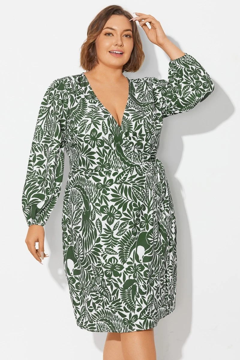 V-Neck Puff Sleeves Wrap Tie Side Cover Up 6 V-Neck Puff Sleeves Wrap Tie Side Cover Up - Image 4