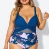 Floral Print Cut Out Mesh Underwire One Piece Swimsuit -Luna Marina Store b deop006012 1