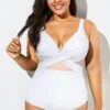 White Cut Out Mesh Underwire One Piece Swimsuit 2 White Cut Out Mesh Underwire One Piece Swimsuit -Luna Marina Store b deop006014 111