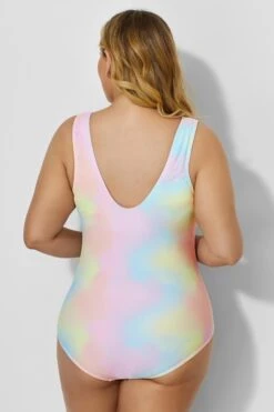 Rainbow Sarong Front One Piece Swimsuit For Lady 7 Rainbow Sarong Front One Piece Swimsuit For Lady -Luna Marina Store b deop011002 4