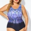 Purple High Neck Tummy Control One Piece Swimsuit -Luna Marina Store b deop021001 1