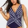 Blue And White Stripe Mesh One Piece Swimsuit 2 Blue And White Stripe Mesh One Piece Swimsuit -Luna Marina Store b deop034004 11
