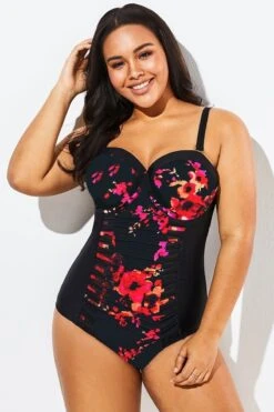 Poppies Sweetheart Neckline Ladies One Piece Swimsuit -Luna Marina Store b deop040001 1