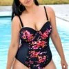 Poppies Sweetheart Neckline Ladies One Piece Swimsuit
