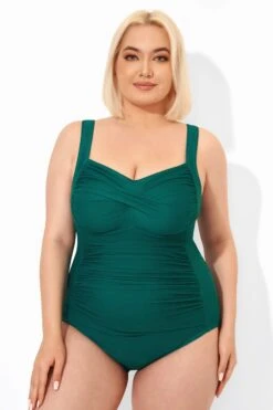 Green Tummy Control Modern One Piece Swimsuit 12 Green Tummy Control Modern One Piece Swimsuit -Luna Marina Store b deop042001 4