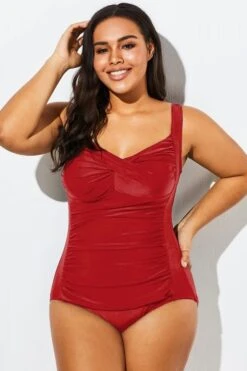 Wine Red Tummy Control Halter One Piece Swimsuit 12 Wine Red Tummy Control Halter One Piece Swimsuit -Luna Marina Store b deop042002 33
