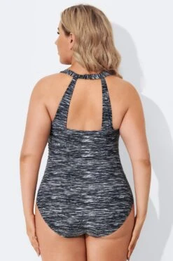 Black Sarong Front Fashionable One Piece Swimsuit 9 Black Sarong Front Fashionable One Piece Swimsuit -Luna Marina Store b deop065005 2