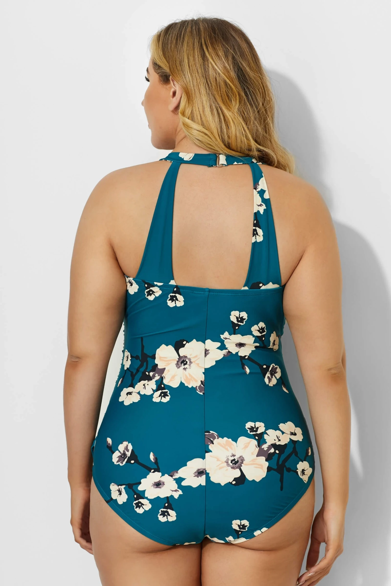 Green H-Back Sarong Front One Piece Swimsuit 4 Green H-Back Sarong Front One Piece Swimsuit - Image 2