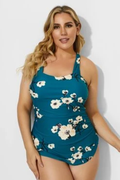 Green H-Back Sarong Front One Piece Swimsuit 9 Green H-Back Sarong Front One Piece Swimsuit -Luna Marina Store b deop065009 4