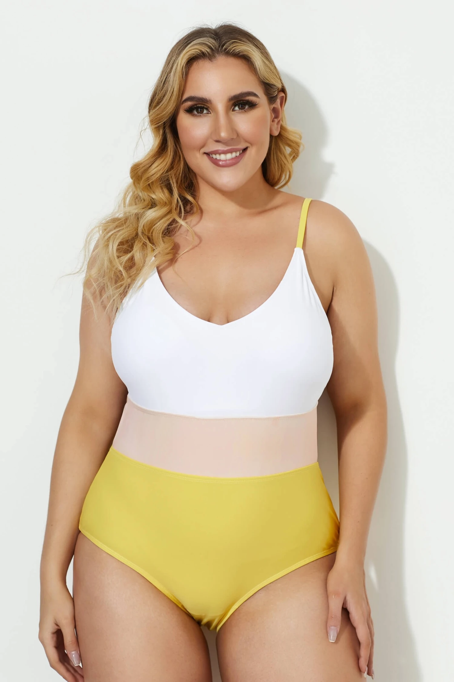 V-neck Color Block Stripe One Piece Swimsuit 5 V-neck Color Block Stripe One Piece Swimsuit - Image 3