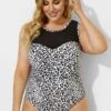 Leopard Printed Circle-Collar Mesh One Piece Swimsuit -Luna Marina Store b deop089001 1