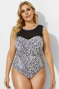 Leopard Printed Circle-Collar Mesh One Piece Swimsuit 9 Leopard Printed Circle-Collar Mesh One Piece Swimsuit -Luna Marina Store b deop089001 3