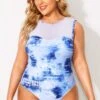 Mesh Term Tie Dye Printed One Piece Swimsuit -Luna Marina Store b deop089002 1