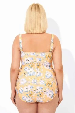 Yellow Floral Printed Retro One Piece Swimsuits 13 Yellow Floral Printed Retro One Piece Swimsuits -Luna Marina Store b deop097002 6